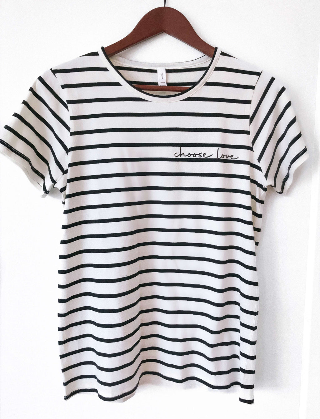CHOOSE LOVE BLACK/WHITE STRIPE WOMEN'S TEE