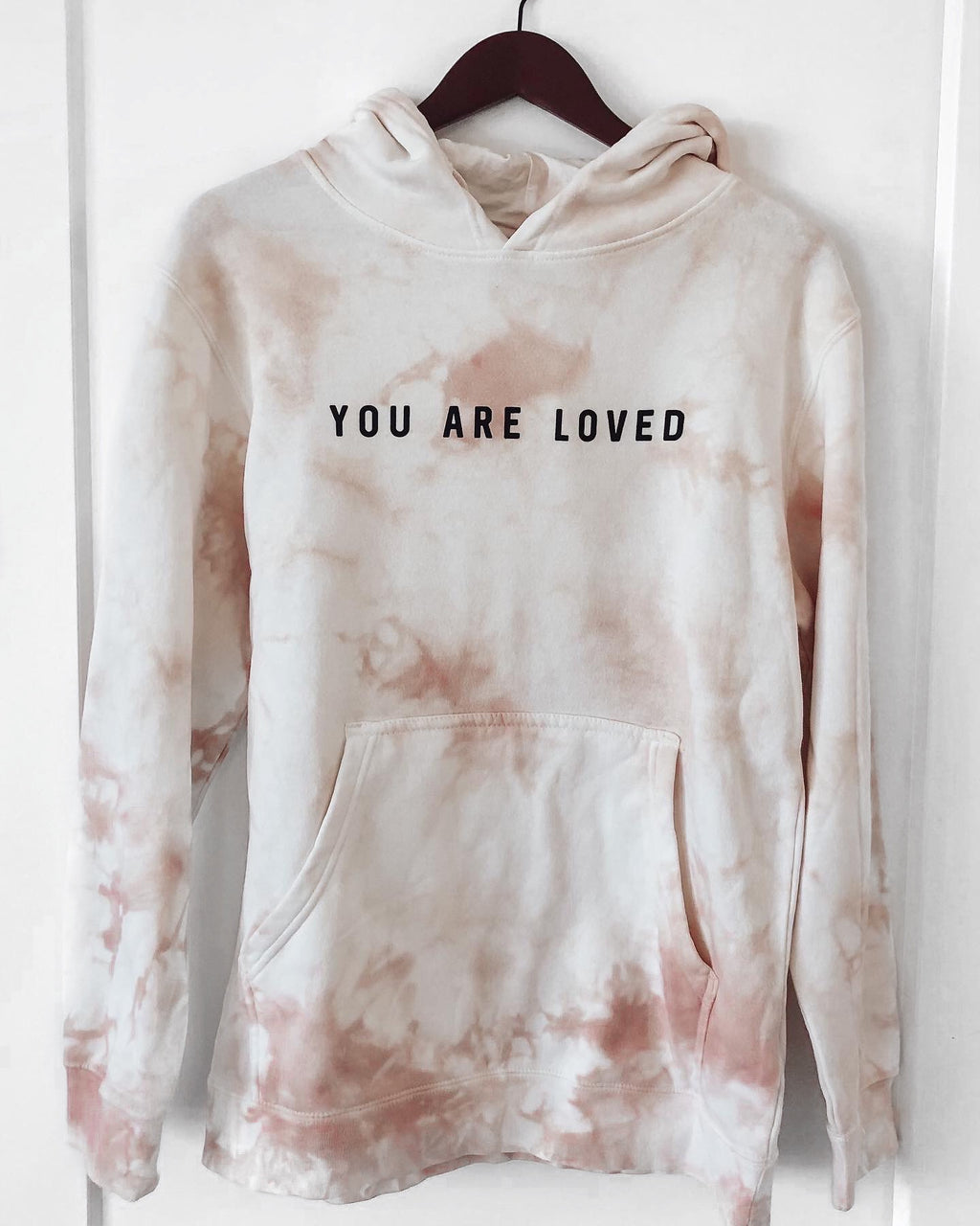 YOU ARE LOVED DUSTY PINK TIE DYE HOODIE