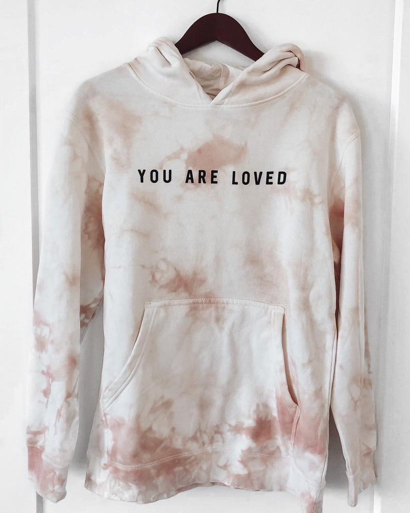 YOU ARE LOVED DUSTY PINK TIE DYE HOODIE