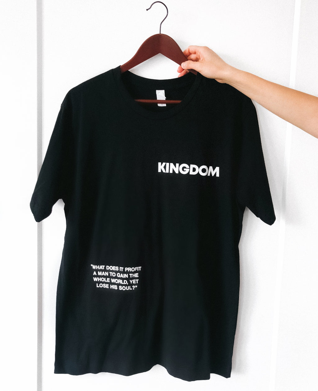 KINGDOM WHAT DOES IT PROFIT BLACK SLEEVE T-SHIRT