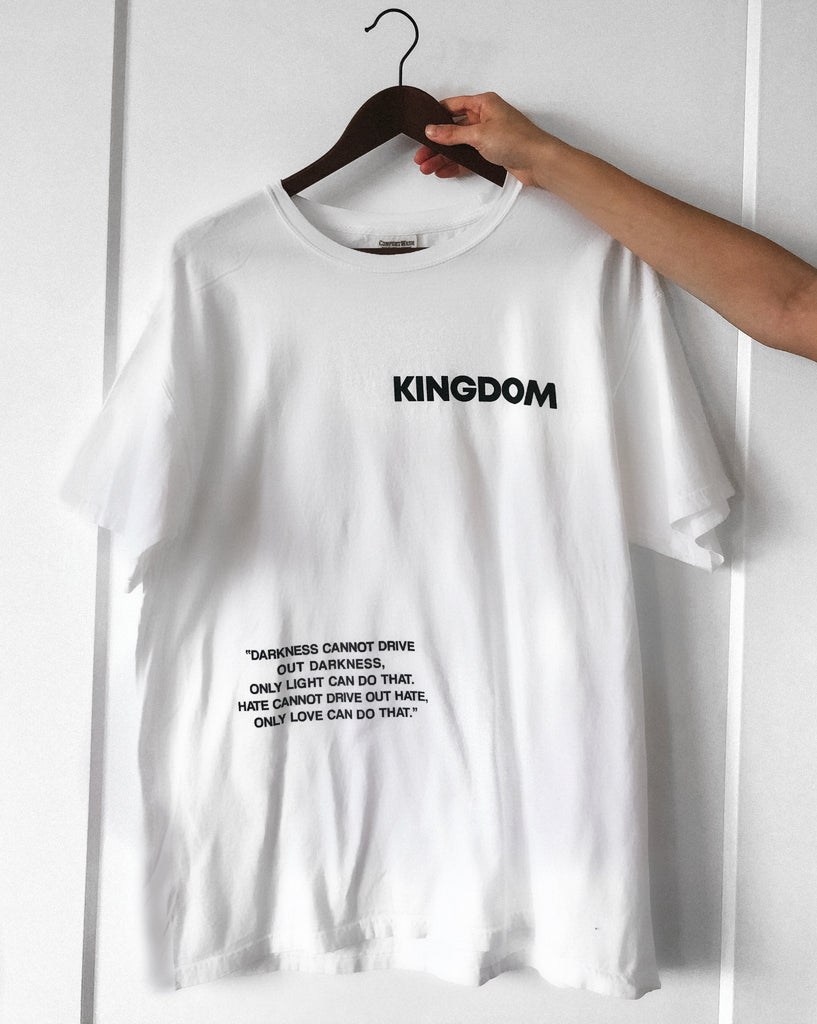KINGDOM MLKJR QUOTE WHITE SLEEVE T-SHIRT