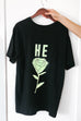 HE ROSE NEON BLACK SLEEVE T-SHIRT