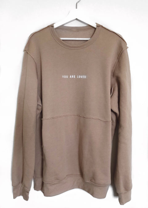 YOU ARE LOVED HEATHER OAT CREW PULLOVER