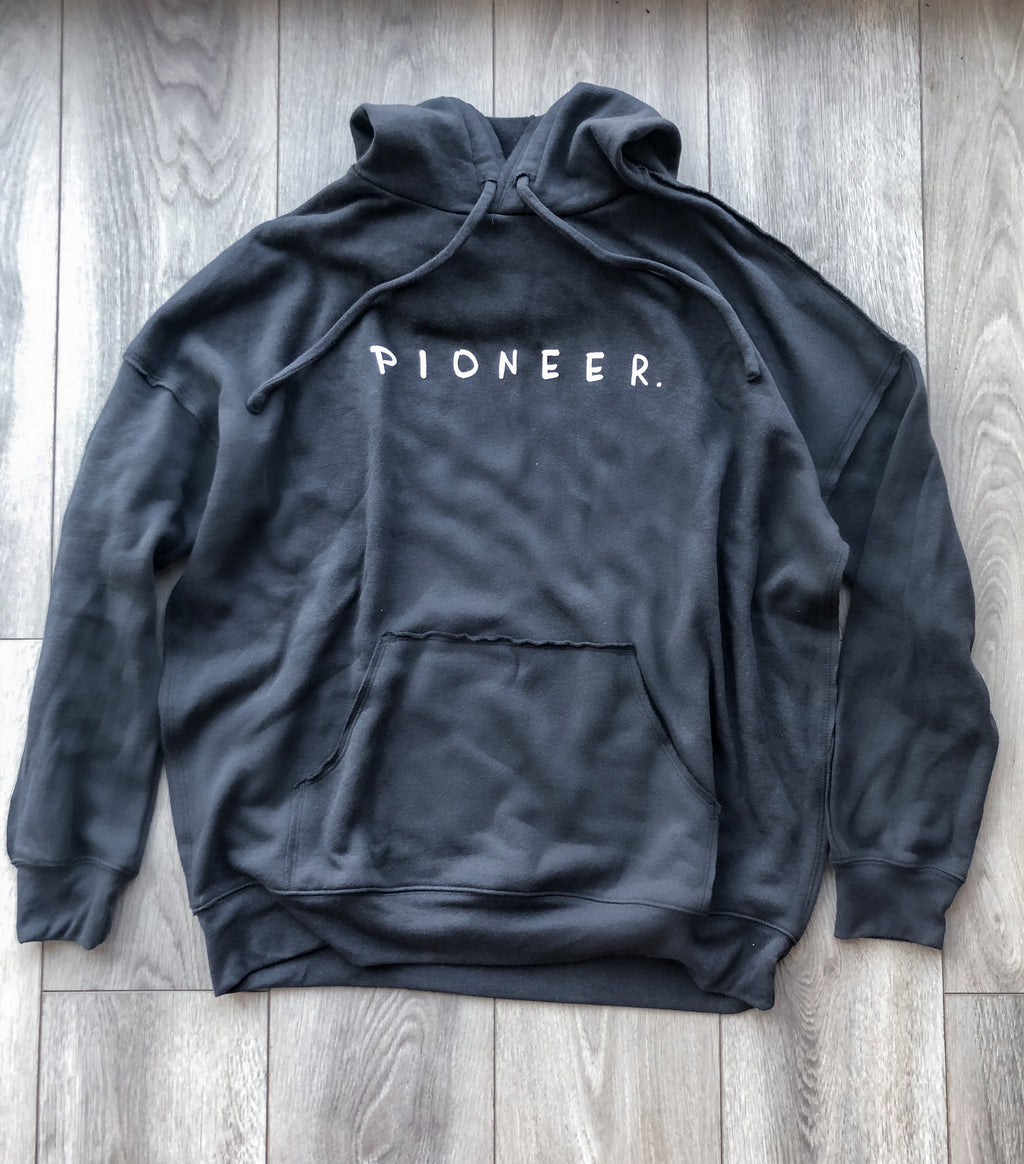 PIONEER DARK GREY RAW SEAM HOODIE