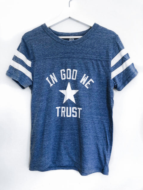 IN GOD WE TRUST FOOTBALL TEE