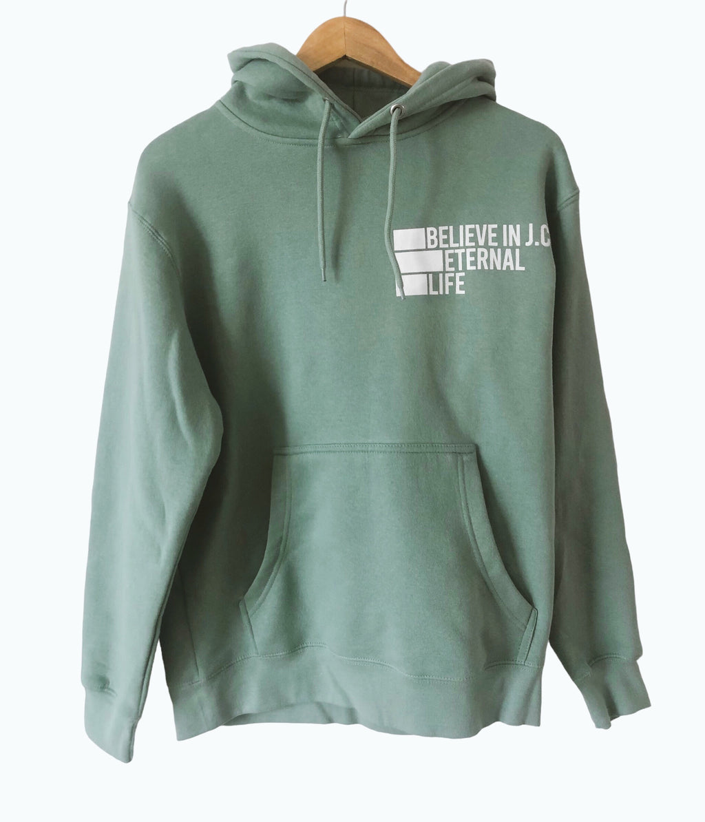 BELIEVE IN J.C. MINT GREEN HOODIE
