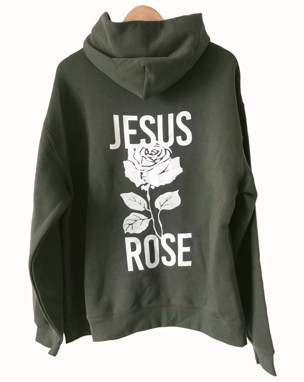 JESUS ROSE DARK GREEN URBAN HOODIE