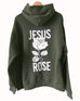 JESUS ROSE DARK GREEN URBAN HOODIE