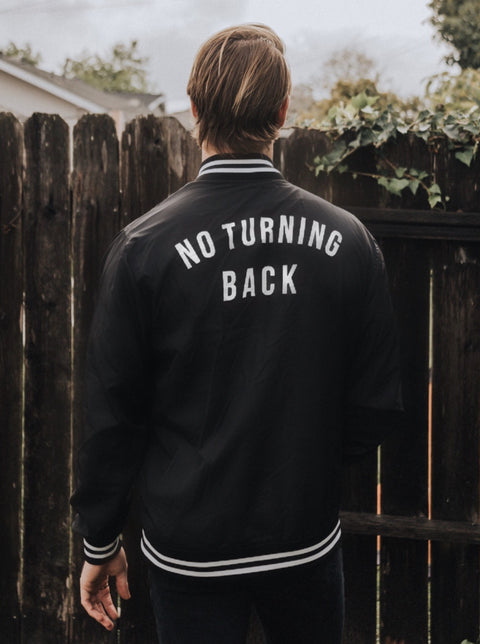 NO TURNING BACK LIGHTWEIGHT STRIPE BOMBER JACKET