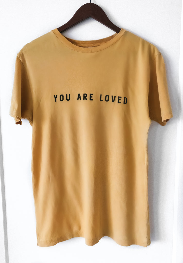 YOU ARE LOVED MUSTARD VINTAGE SLEEVE T-SHIRT