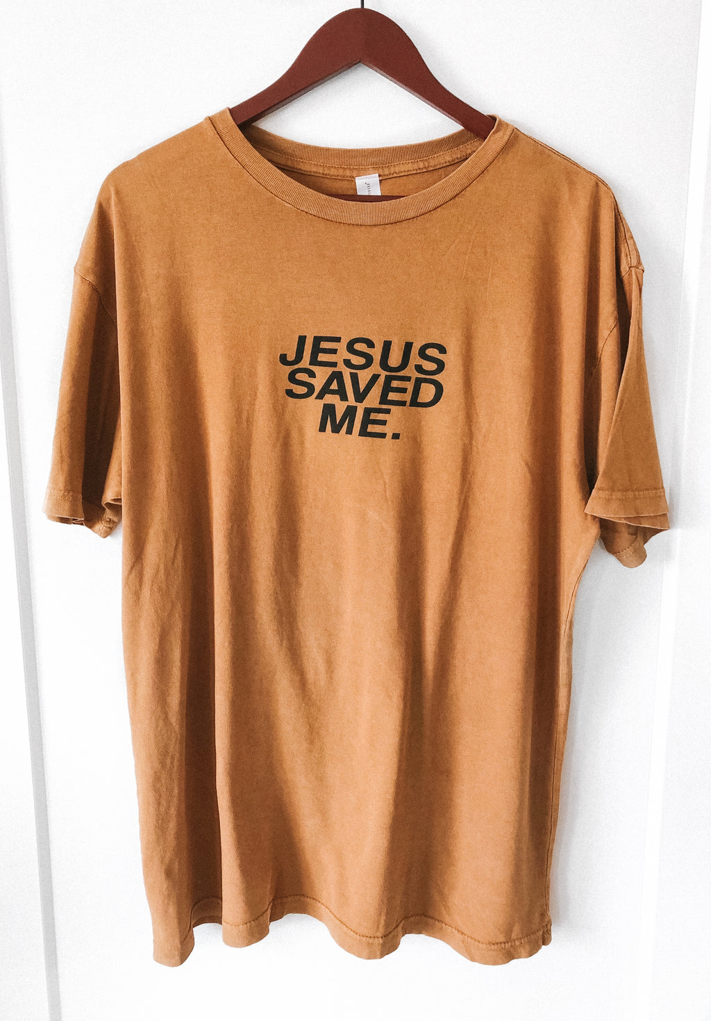 JESUS SAVED ME CAMEL VINTAGE SLEEVE T-SHIRT