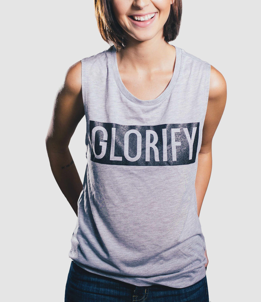 GLORIFY GREY FLOWY MUSCLE TANK
