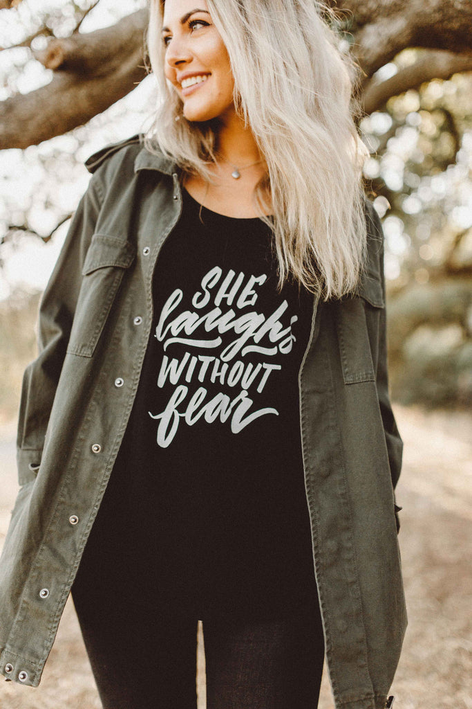 SHE LAUGHS BLACK WOMEN'S FLOWY LONGSLEEVE