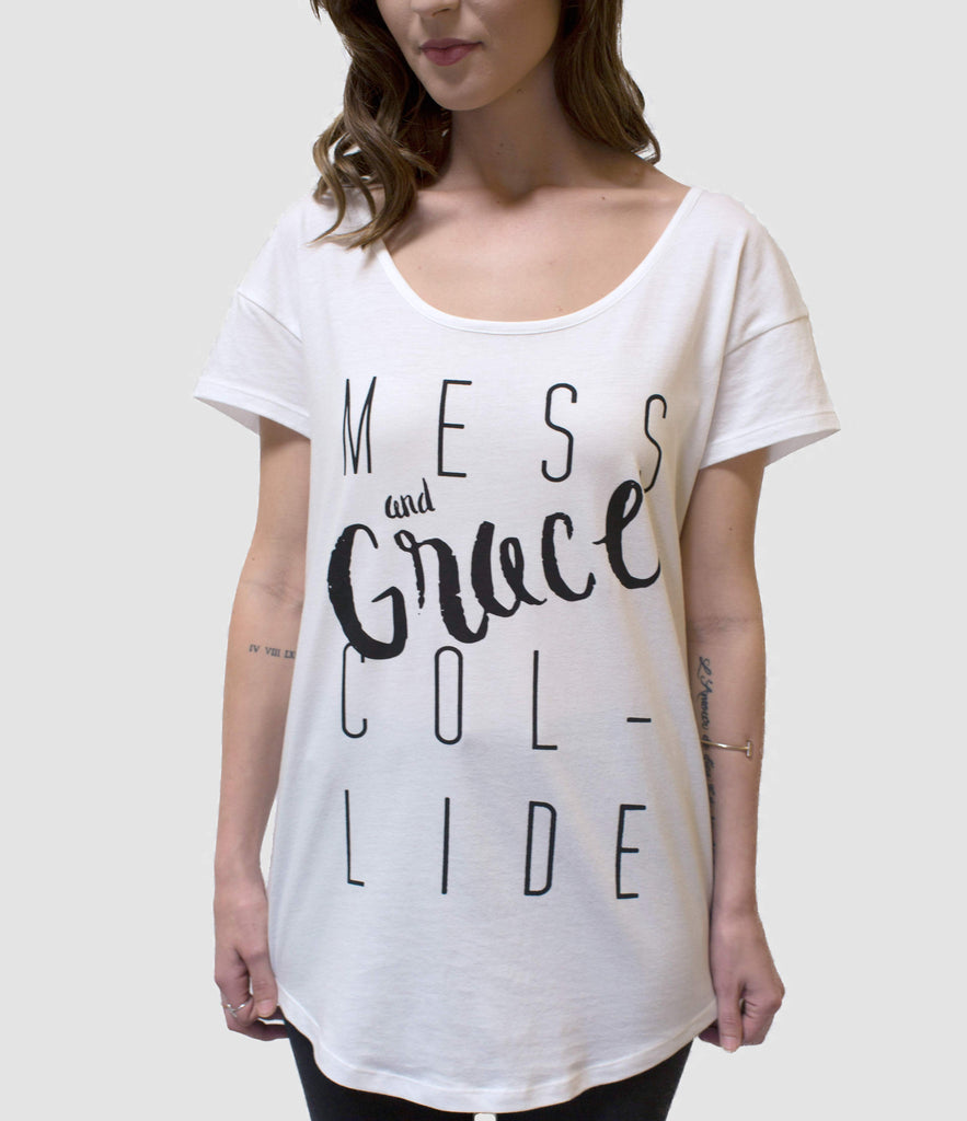 MESS AND GRACE WOMEN'S SWOOP NECK TEE