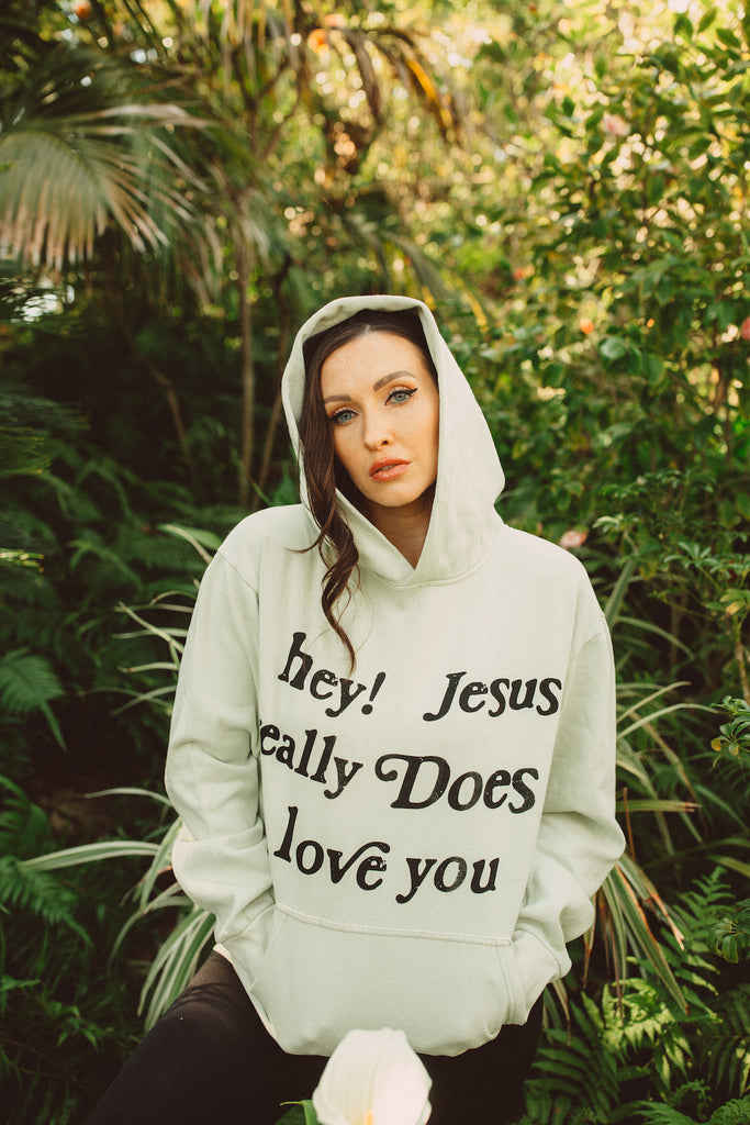 HEY! JESUS REALLY DOES LOVE YOU PISTACHIO URBAN HOODIE