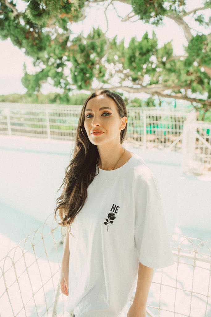 JESUS ROSE WHITE SLEEVE T-SHIRT