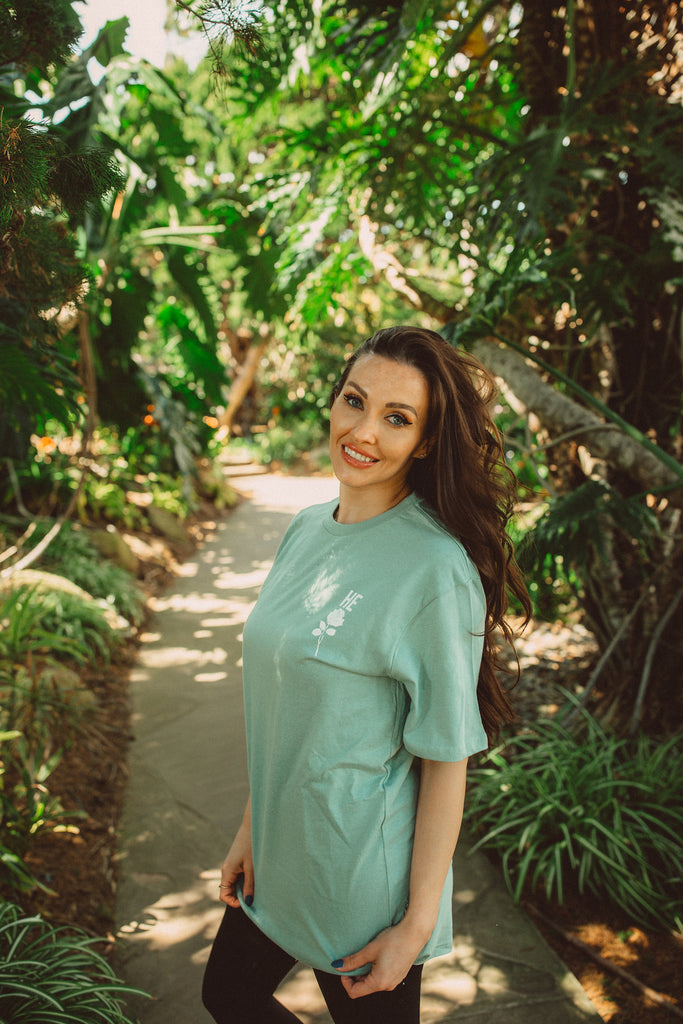 JESUS ROSE SEAFOAM GREEN SLEEVE T-SHIRT