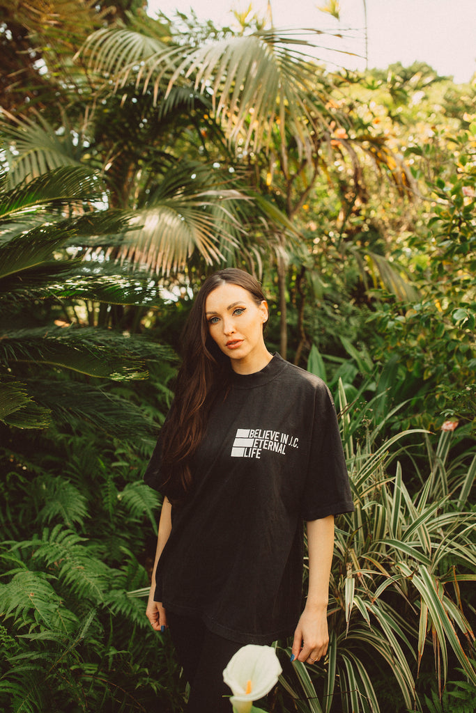 BELIEVE IN J.C. BLACK SLEEVE T-SHIRT