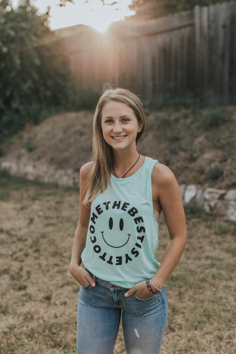 THE BEST IS YET TO COME MINT WOMEN'S FLOWY MUSCLE TANK