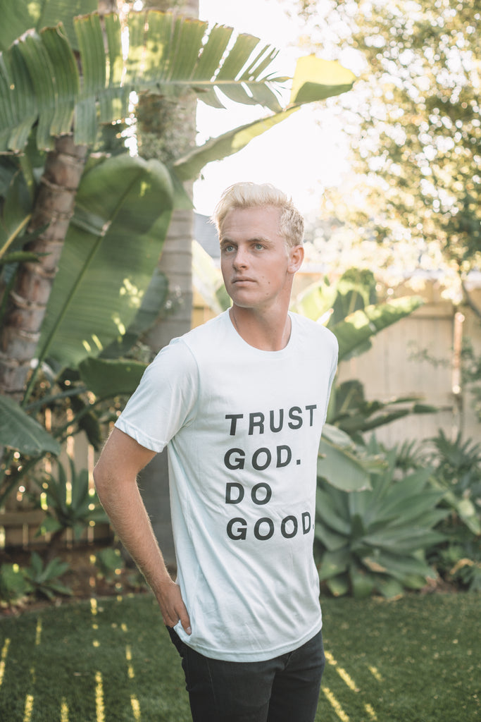 TRUST GOD. DO GOOD. ICE BLUE SLEEVE T-SHIRT