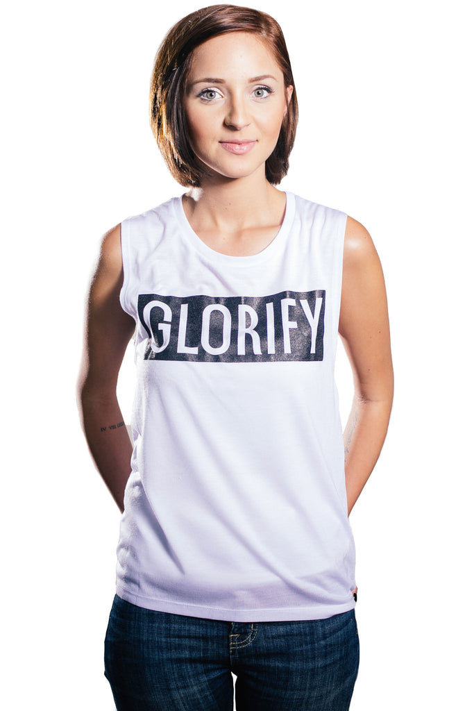 GLORIFY WHITE FLOWY MUSCLE TANK
