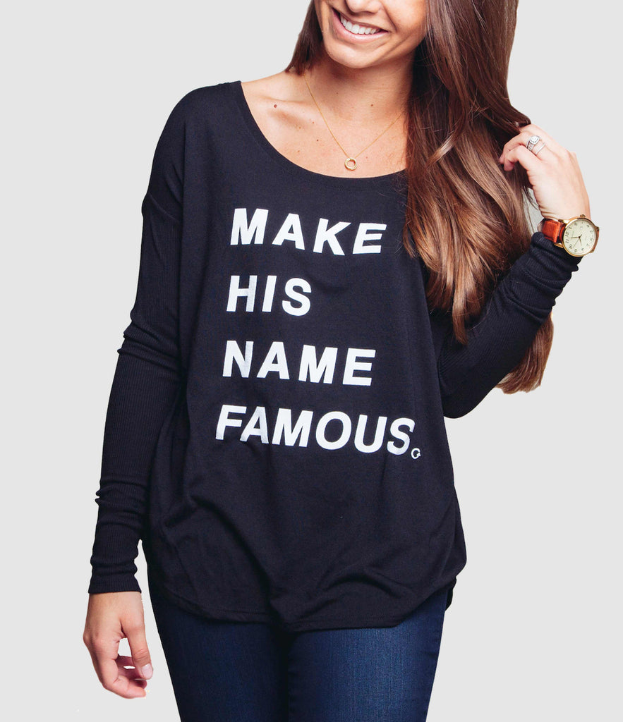Make His Name Famous Black Women's Flowy Long Sleeve
