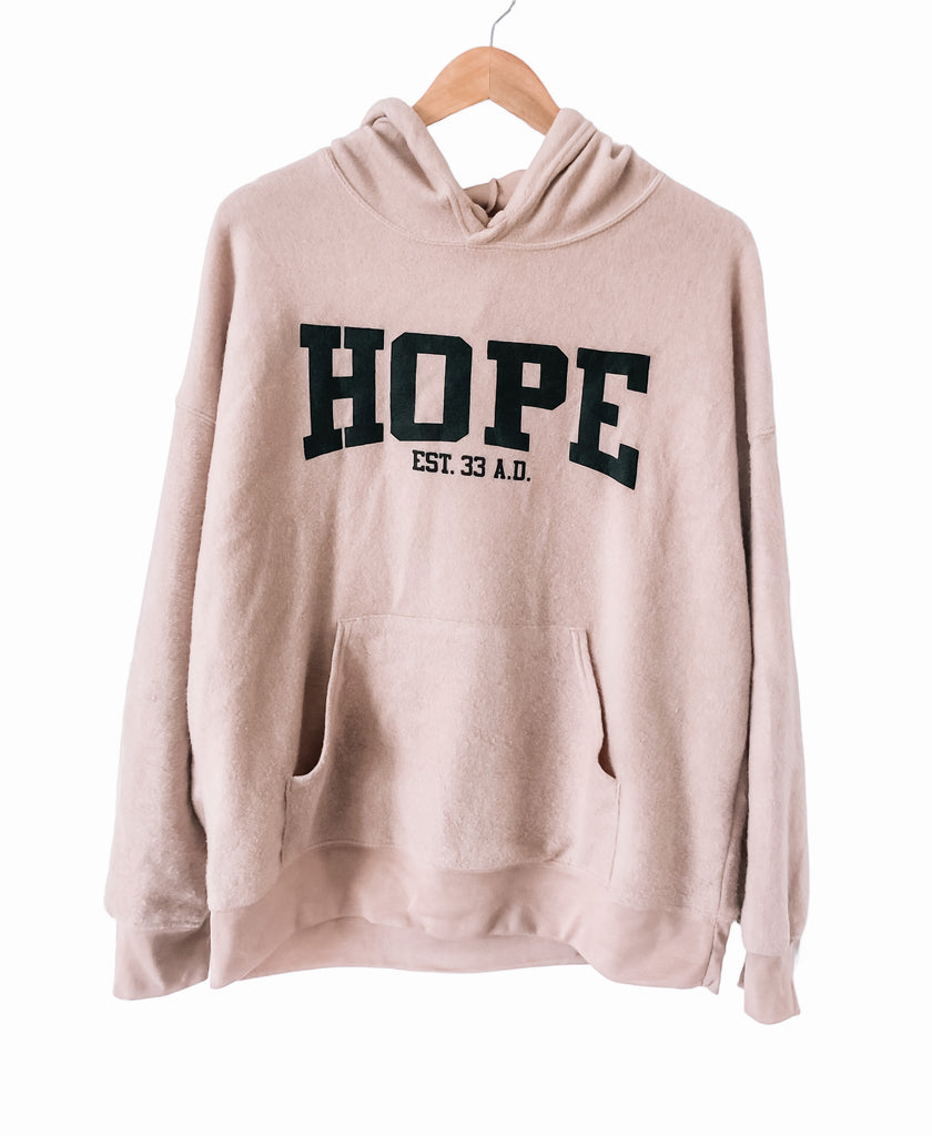 HOPE TAN SUEDED FLEECE HOODIE