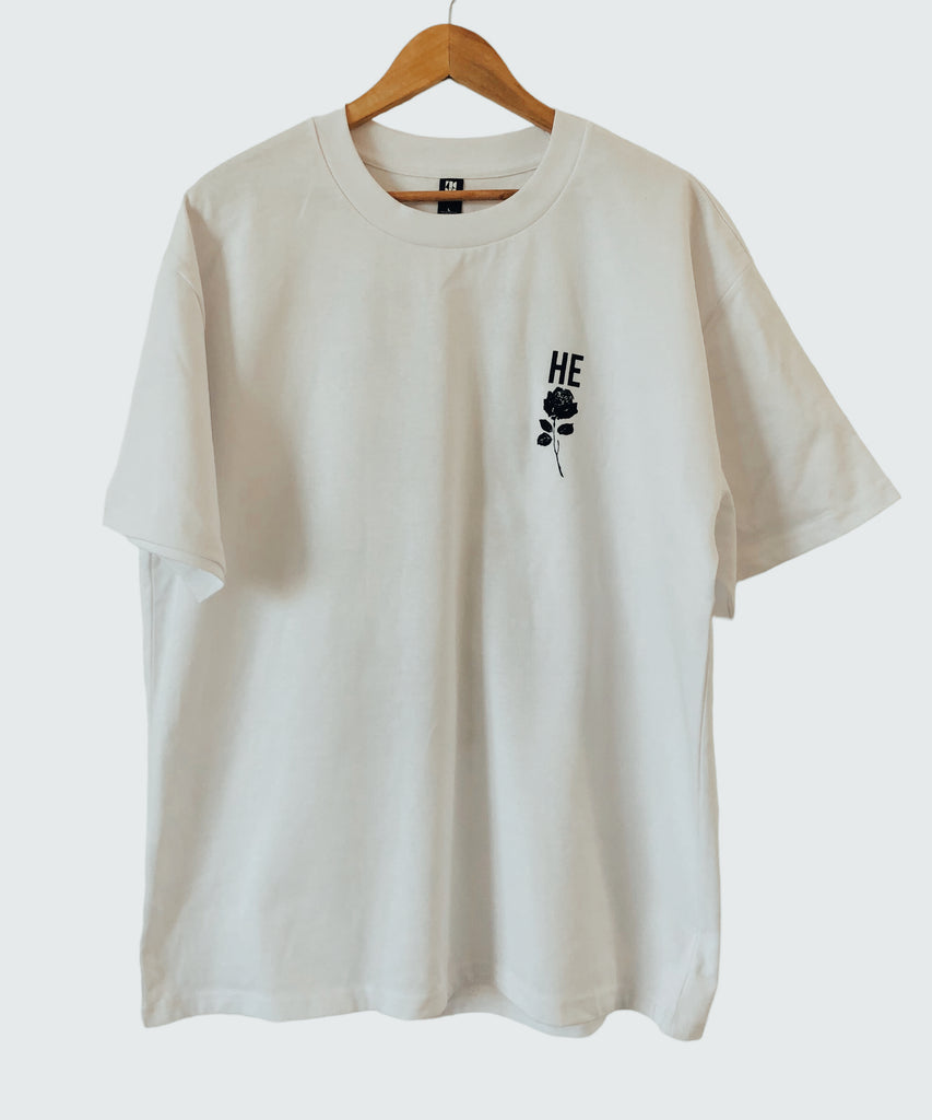 JESUS ROSE WHITE SLEEVE T-SHIRT