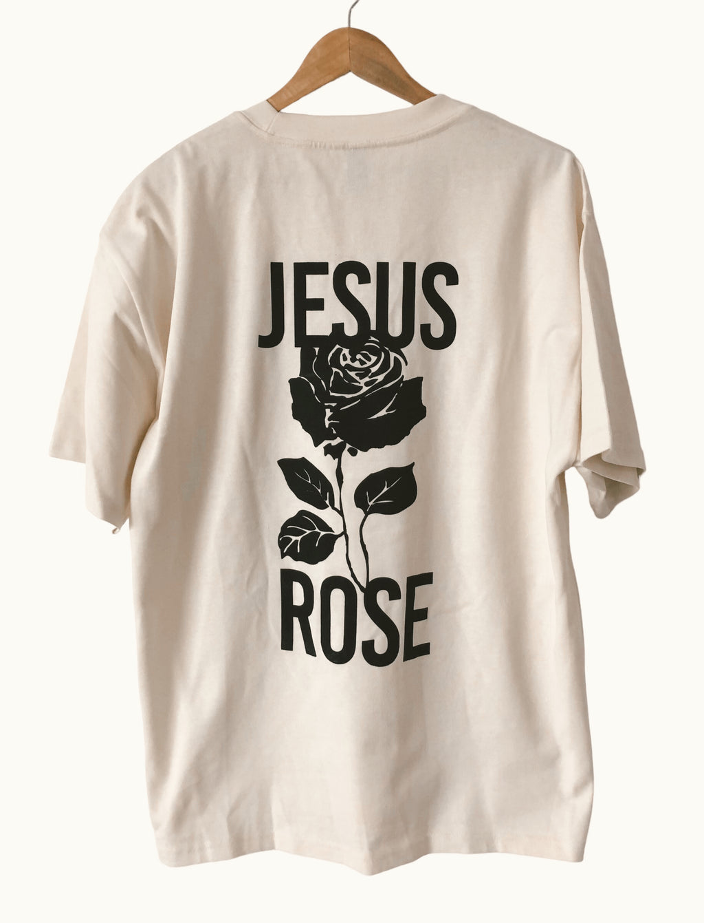 JESUS ROSE VINTAGE CREAM SLEEVE T-SHIRT
