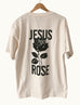 JESUS ROSE VINTAGE CREAM SLEEVE T-SHIRT