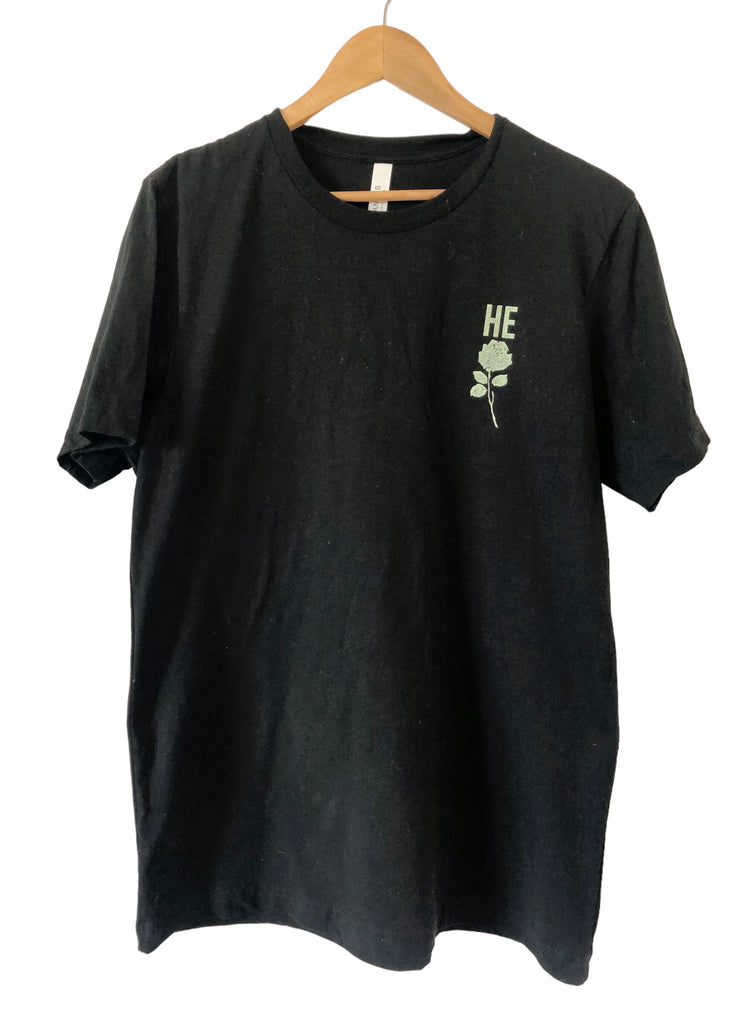 JESUS ROSE BLACK NEON SLEEVE T-SHIRT