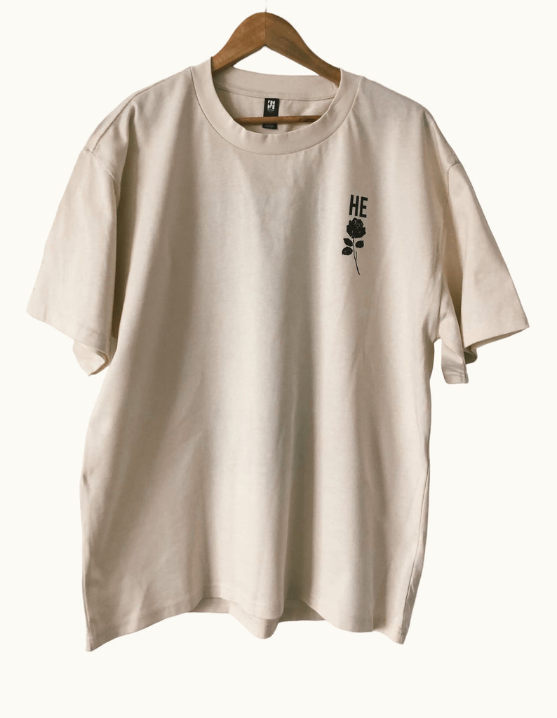 JESUS ROSE VINTAGE CREAM SLEEVE T-SHIRT