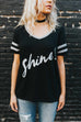 SHINE BLACK WOMEN'S VARSITY LOOSE FIT T-SHIRT