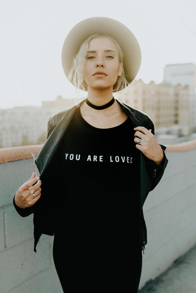 YOU ARE LOVED BLACK WOMEN'S SCOOP NECK T-SHIRT