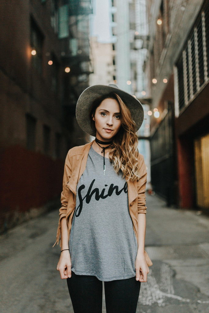 SHINE SLATE BLUE WOMEN'S SCOOP NECK T-SHIRT