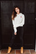 HE ROSE EMBROIDERED CREAM CROPPED HOODIE