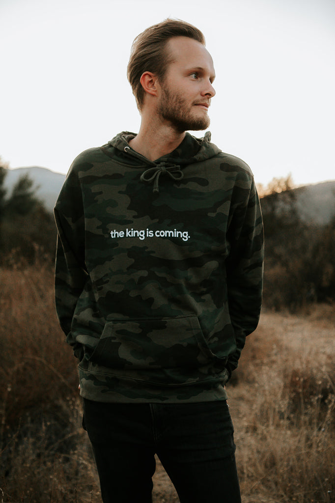 THE KING IS COMING CAMO HOODIE