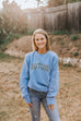 BUT GOD LIGHT BLUE CREWNECK SWEATSHIRT