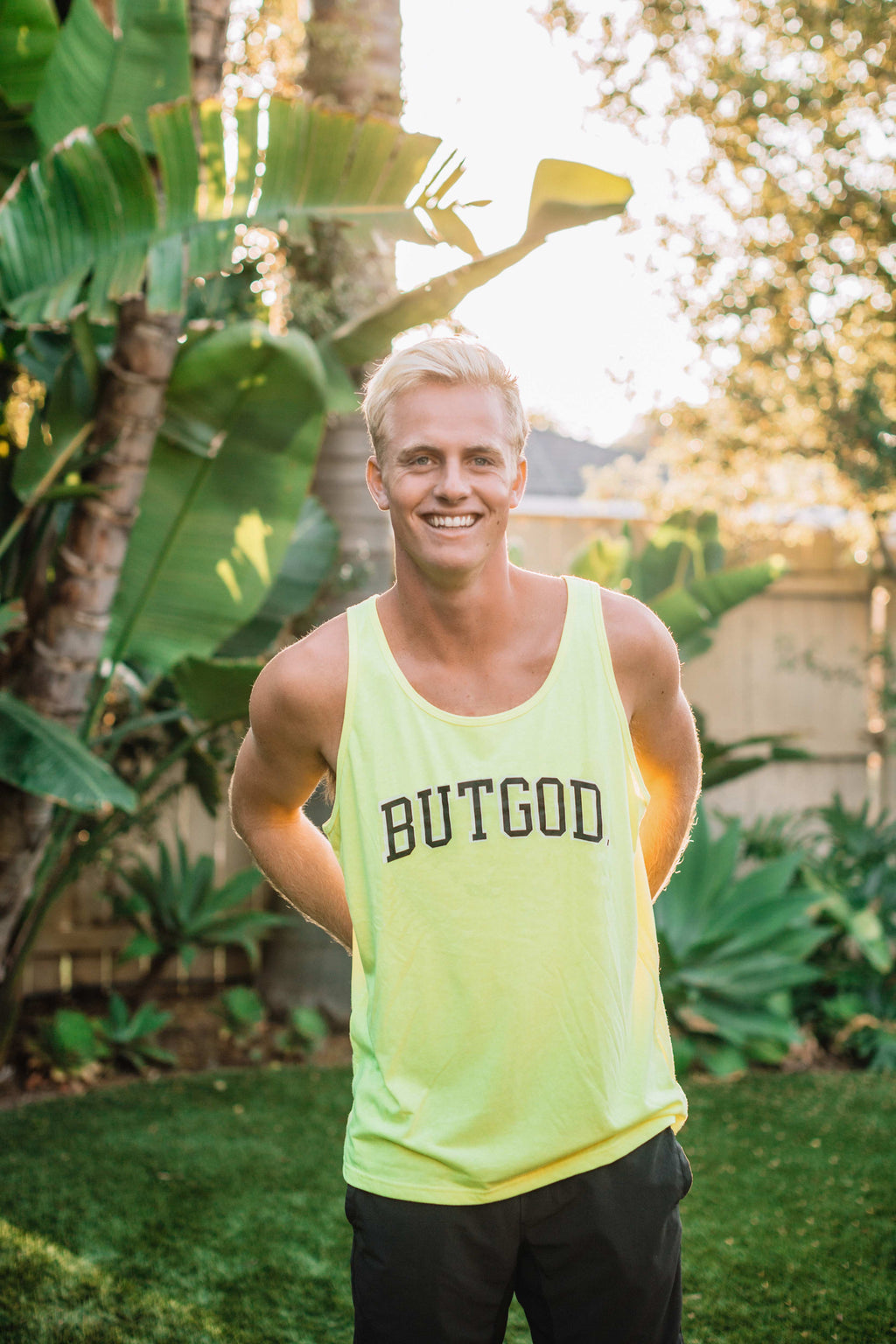 BUT GOD NEON YELLOW UNISEX TANK