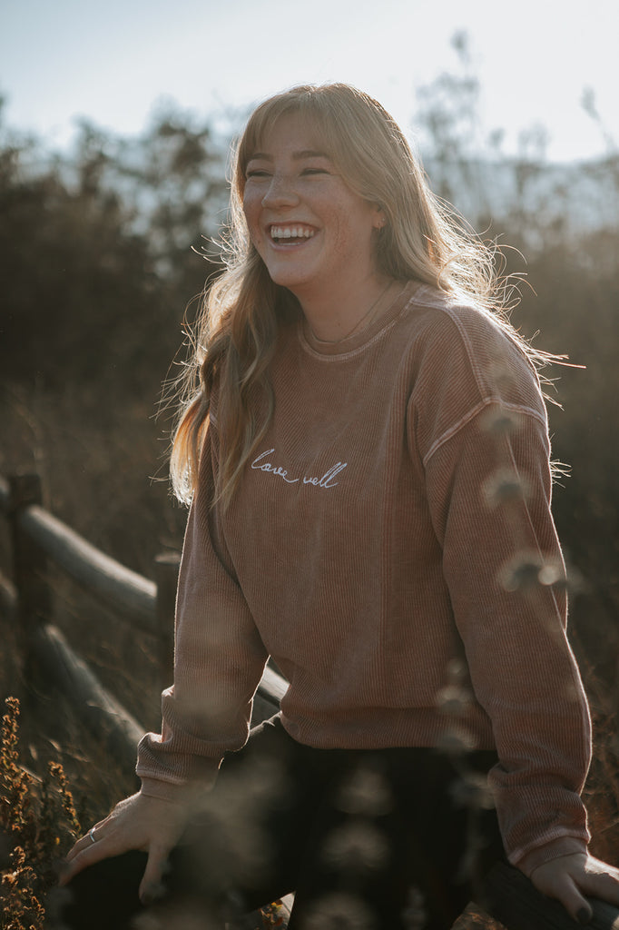 LOVE WELL TAN CORDUROY PULLOVER