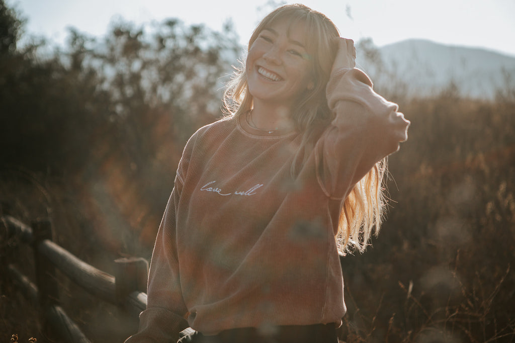 LOVE WELL TAN CORDUROY PULLOVER