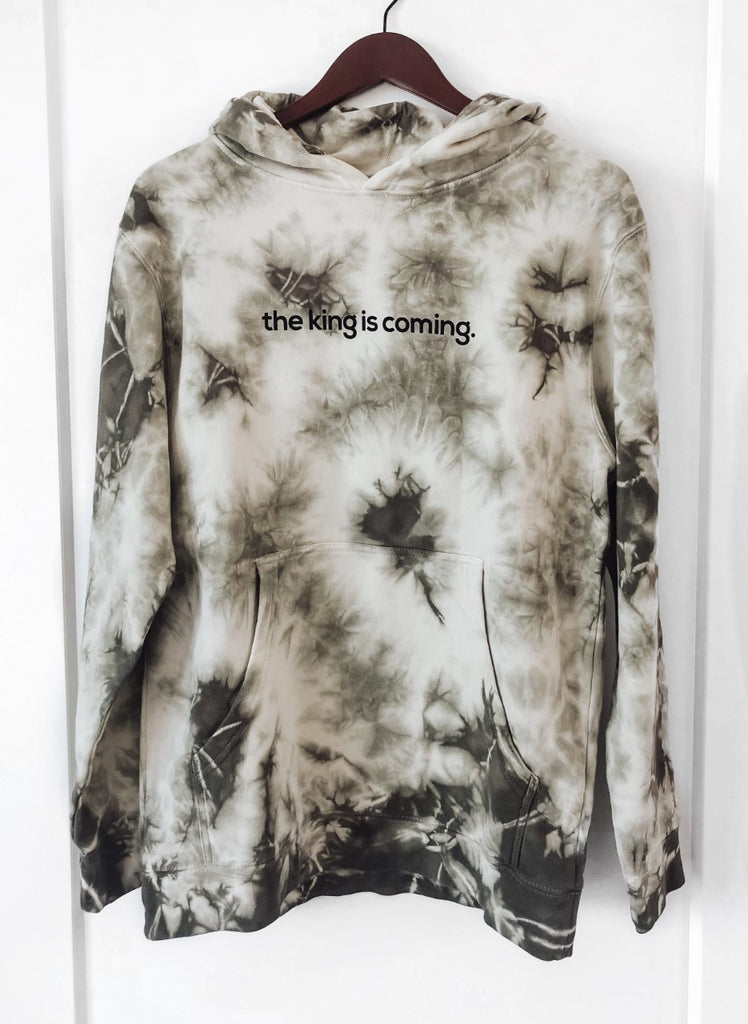 THE KING IS COMING OLIVE TIE DYE HOODIE