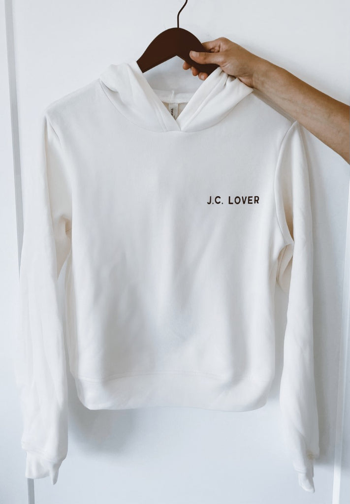 J.C.LOVER OFF-WHITE WOMEN'S CROPPED URBAN HOODIE