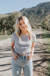HE ROSE EMBROIDERED STRIPED WOMAN'S FITTED T-SHIRT