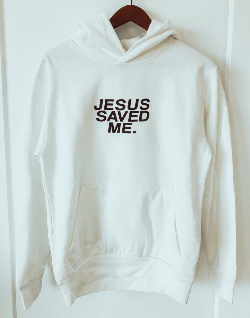 JESUS SAVED ME WHITE URBAN HOODIE