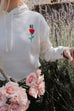 HE ROSE EMBROIDERED CREAM CROPPED HOODIE