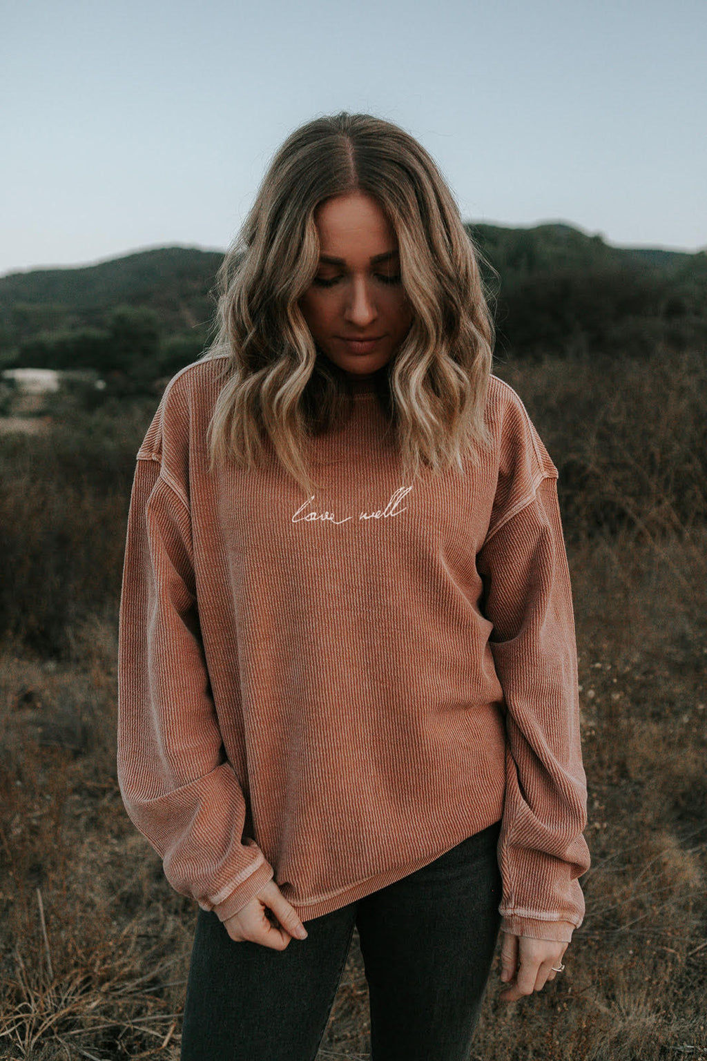 LOVE WELL TAN CORDUROY PULLOVER