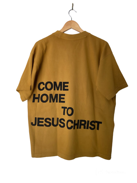 COME HOME TO JESUS PEANUT BUTTER SLEEVE T-SHIRT