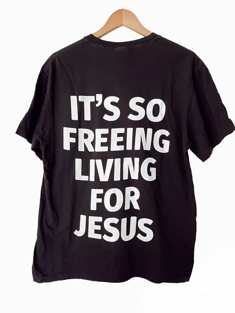 IT'S SO FREEING LIVING FOR JESUS BLACK SLEEVE T-SHIRT