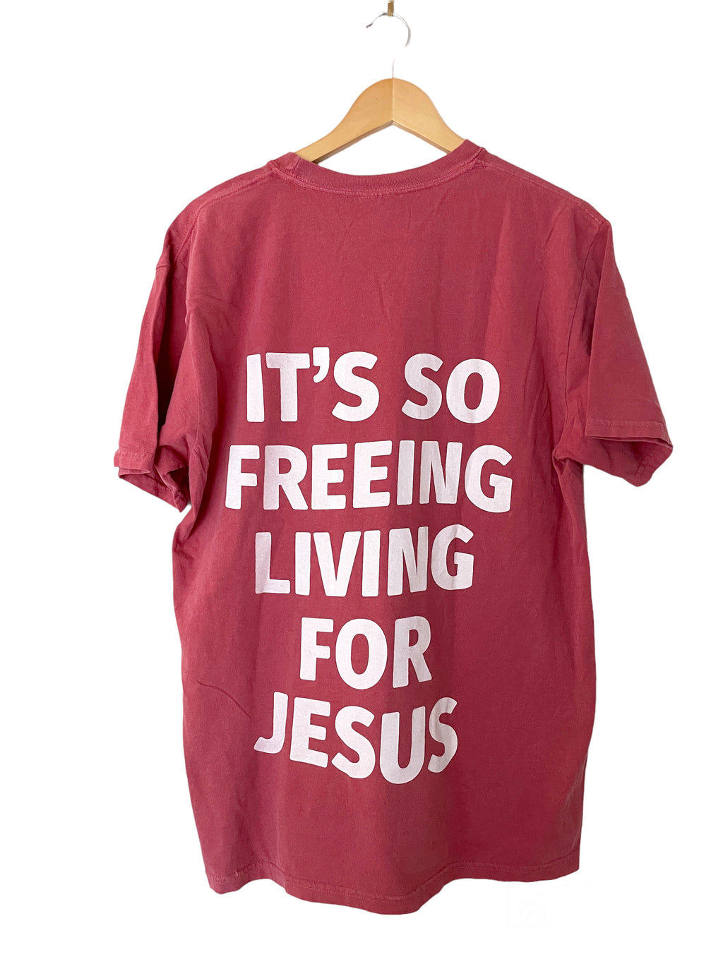 IT'S SO FREEING LIVING FOR JESUS CRIMSON SLEEVE T-SHIRT